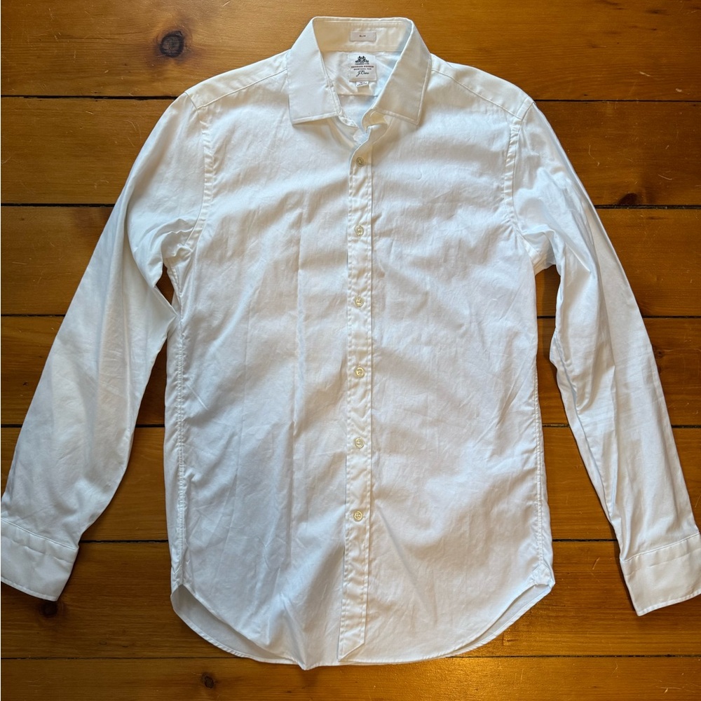 J. Crew x Thomas Mason White Dress Shirt Button and French Cuff